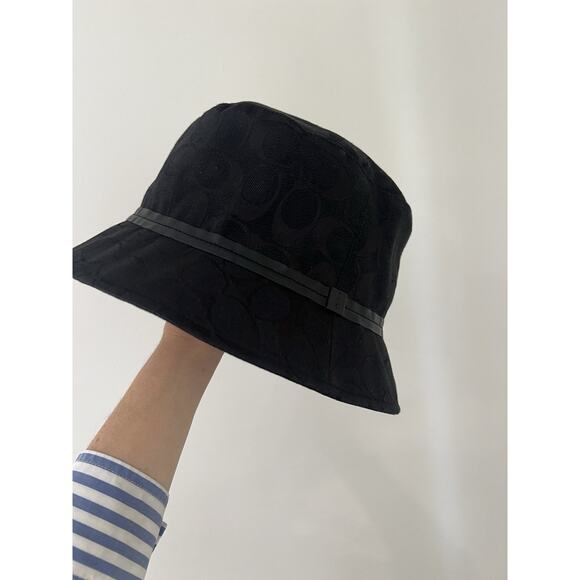 Coach Monogram Jacquard Bucket Hat Black Y2K Vintage size p/S - Picture 11 of 11